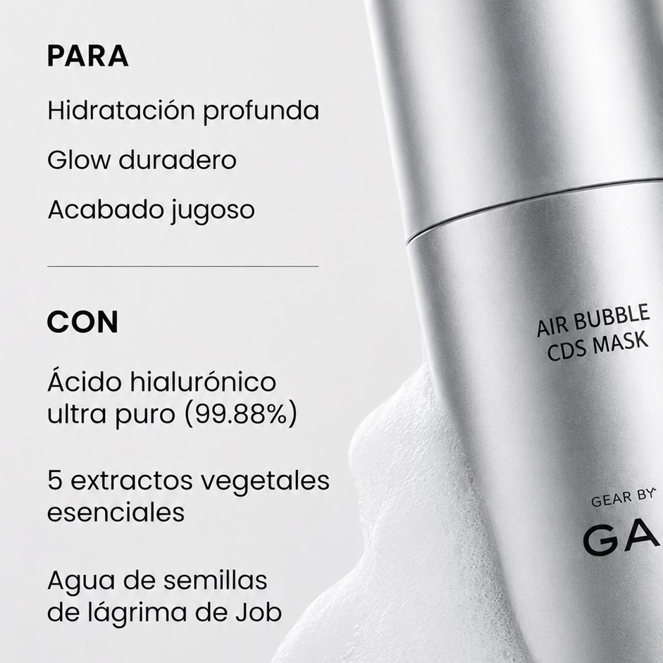 Envase de la mascarilla de hidratación intensa Ultra V-Aqua Bomb con tecnología Air Bubble CDS